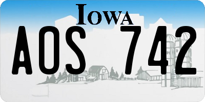 IA license plate AOS742