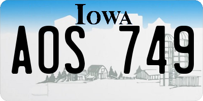 IA license plate AOS749