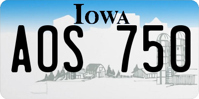 IA license plate AOS750
