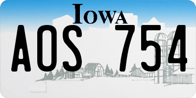 IA license plate AOS754