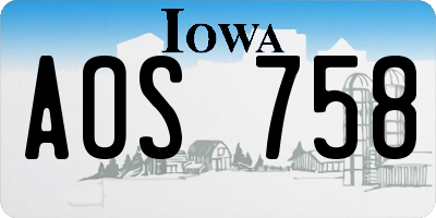 IA license plate AOS758