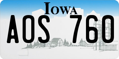IA license plate AOS760