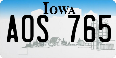 IA license plate AOS765