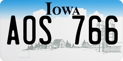 IA license plate AOS766