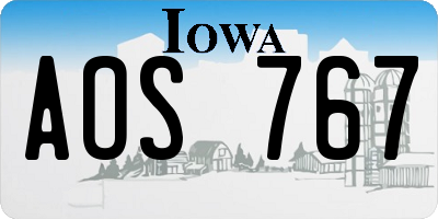 IA license plate AOS767
