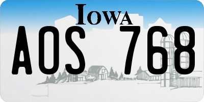 IA license plate AOS768