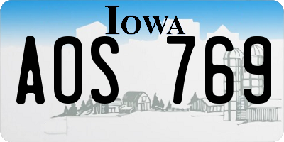 IA license plate AOS769