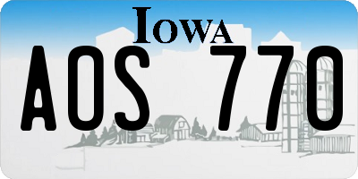 IA license plate AOS770