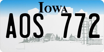 IA license plate AOS772