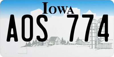IA license plate AOS774
