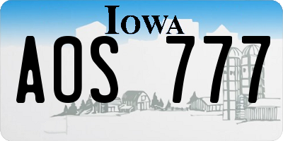 IA license plate AOS777
