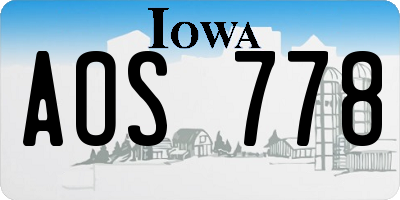 IA license plate AOS778