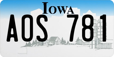 IA license plate AOS781