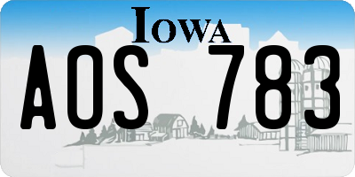 IA license plate AOS783