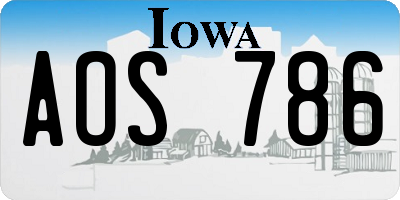 IA license plate AOS786