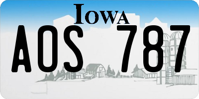 IA license plate AOS787