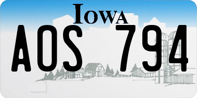 IA license plate AOS794
