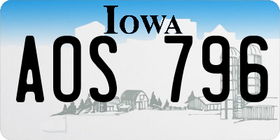 IA license plate AOS796