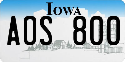 IA license plate AOS800