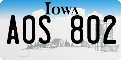 IA license plate AOS802