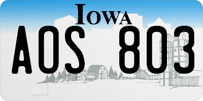 IA license plate AOS803