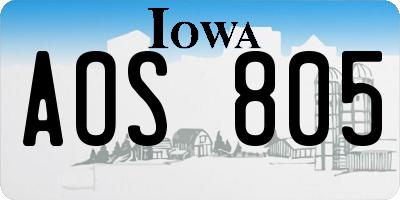 IA license plate AOS805