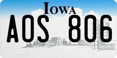 IA license plate AOS806