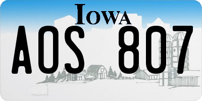 IA license plate AOS807