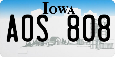 IA license plate AOS808