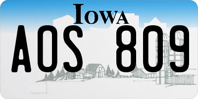 IA license plate AOS809