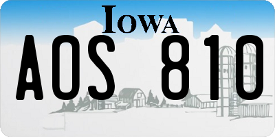 IA license plate AOS810