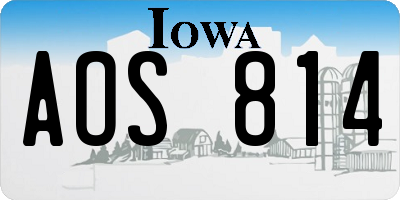 IA license plate AOS814