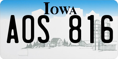 IA license plate AOS816