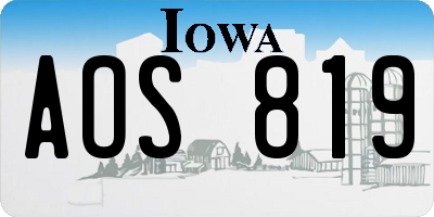 IA license plate AOS819