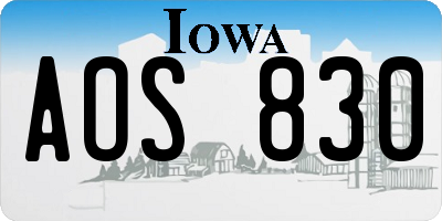 IA license plate AOS830