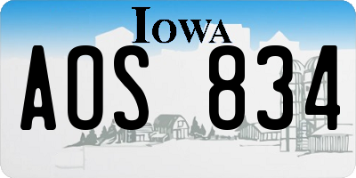 IA license plate AOS834