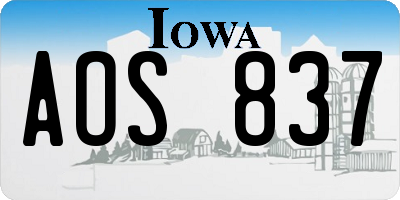 IA license plate AOS837