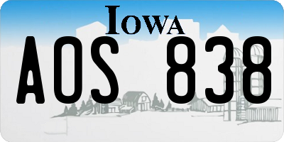 IA license plate AOS838