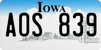 IA license plate AOS839