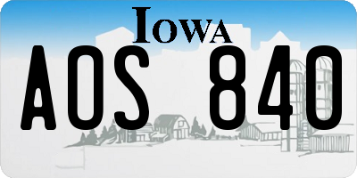 IA license plate AOS840