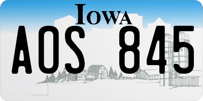 IA license plate AOS845