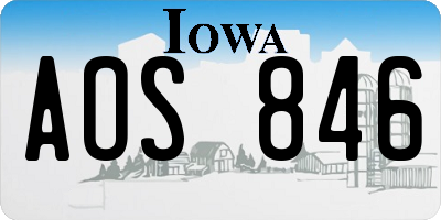 IA license plate AOS846