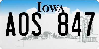 IA license plate AOS847