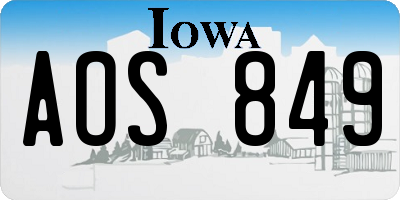 IA license plate AOS849