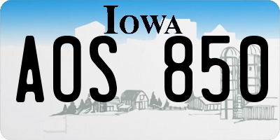 IA license plate AOS850