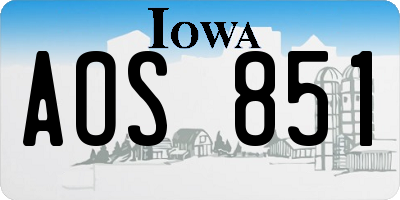 IA license plate AOS851