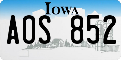 IA license plate AOS852