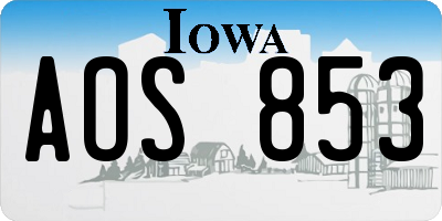 IA license plate AOS853
