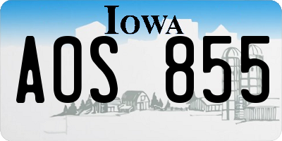 IA license plate AOS855