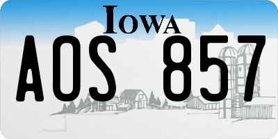 IA license plate AOS857